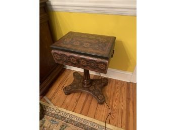 Patterned Table With Storage Compartment