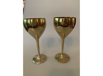 Pair Of (not Genuine) Gold Goblets
