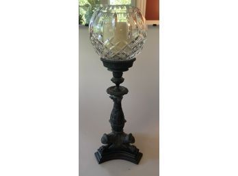 Cast Iron Candle Holder With Crystal Globe