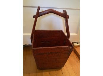 Wooden Red Chinese Rice Bucket