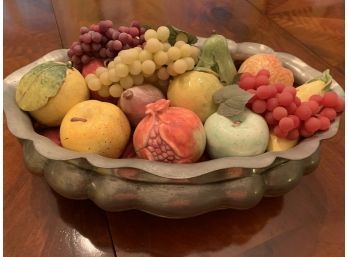 Arte Italica Pewter Bowl With Fake Fruit