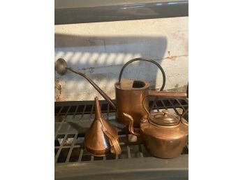 Copper Funnel, Teapot, Watering Can