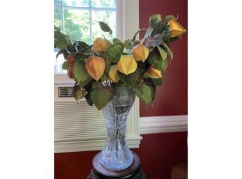 Large Crystal Vase With Bonus Flower Arrangement (fake)