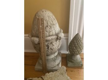 Pair Of Ceramic Artichokes With Metal Base