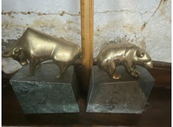 Marble & Brass Bookends