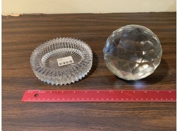 Heavy Glass Paperweight / Mikasa Dish