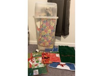 Storage Tote With Wrapping & Holiday Bags