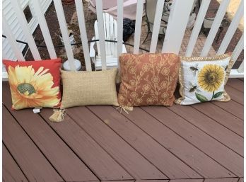 4 Indoor/outdoor Pillows.  Bees And Flowers Pillows