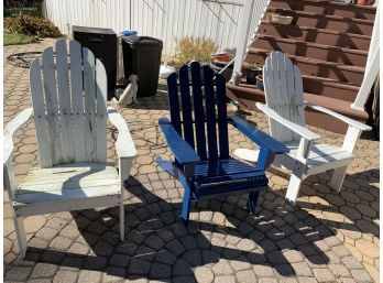 Three Wooden Adirondack Chairs