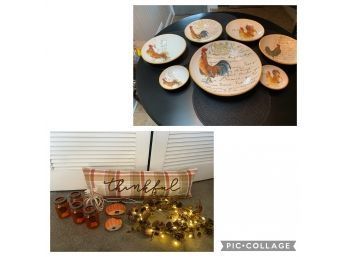 Fall Decor & Williams Sonoma Rooster Bowls