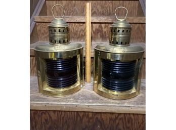Nautical Light Brass Port & Starboard Lanterns ~ Set Of 2 ~