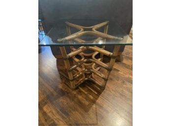 Bamboo & Glass End Table