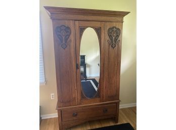 English Oak Antique Carved Armoire