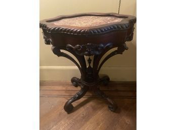 Antique Wood & Marble Top Table