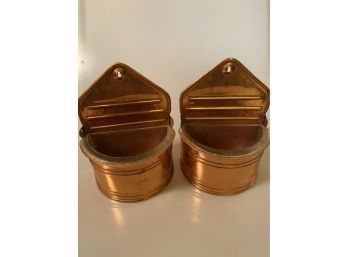 Pair Of Copper Wall Pockets