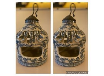 Pair Of Asian Style Candle Lanterns