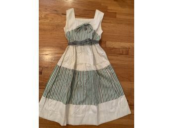 Vintage Green Striped Dress. Xtra Small