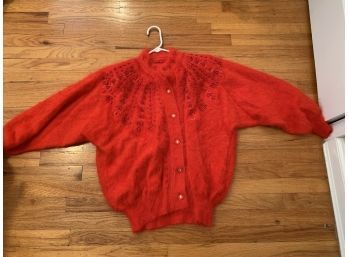 Fuzzy Red Sweater.  Medium
