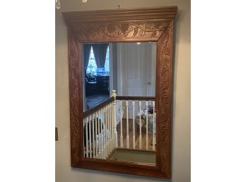Large Wood Mirror With Vine Details