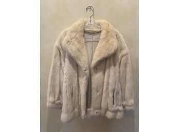 Rabbit Fur Jacket With Removable Sleeves For Vest Size Small