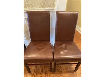Pair Of Safavieh Brown Pleather Chairs