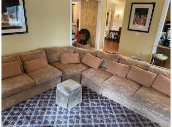 Floral Sectional Three Pieces Plus Ottoman, Extra Cushion & Pillow
