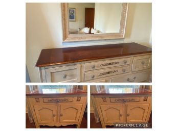 Hickory White Dresser, Mirror, Two Nightstands