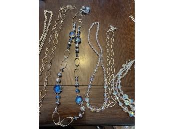Silver Tone And Sparkle Necklaces