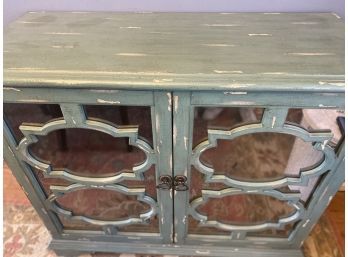 Sage Green Distressed Mirrored Cabinet