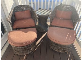 Five Piece Resin Wicker Seating Group With Cushions