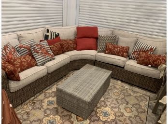 Patio Resin Wicker Sectional And Table