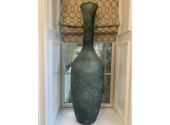 Teal Glass Vase Spain, Over 3 Ft Tall