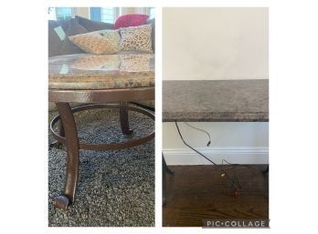 Granite & Metal Coffee Table & Matching Side Table