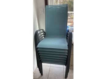 8 Teal Sling Chairs