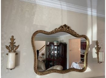 Gold Wall Mirror & Candle Sconces
