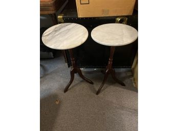 Pair Of Small Marble End Tables