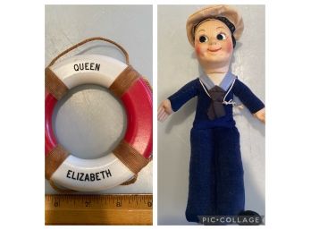 Queen Elizabeth Sailor Doll & Life Preserver