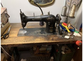 Circa 1900 Commercial Sewing Machine Complete With Table