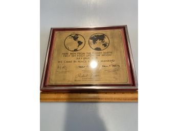 First Time On Moon Framed Certificate