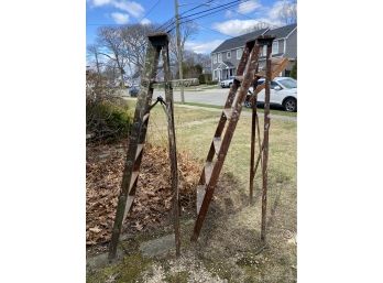 Pair Of Vintage Wood Ladders