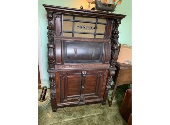 Carved Wood Antique Phonograph Cabinet