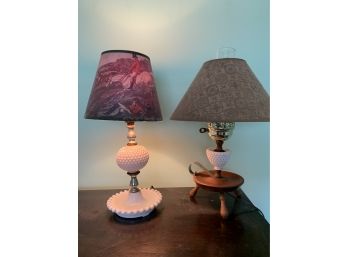 Two Vintage Milk Glass Lamps