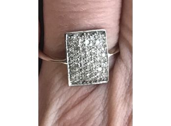 14 K White Gold Micro Pave Diamond Ring