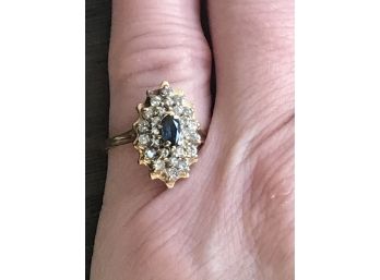 Fancy 14 K Yellow Gold Diamond And Sapphire Ring