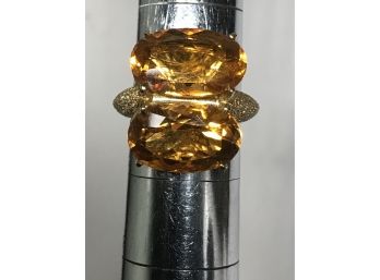 18k Gold Citrine And Diamond Ring By Antonini Panama Collection
