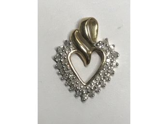 14 K Gold And Diamond  Heart Pendant