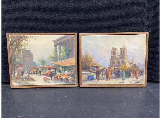 Pair Of Small Oil Paintings By Eugene Demester