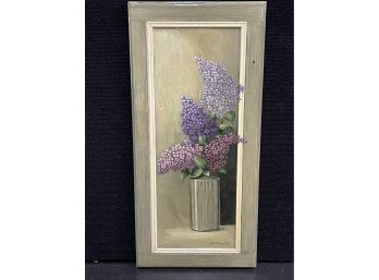 Lilac Still Life Painting On Cabinet Door New York Artist