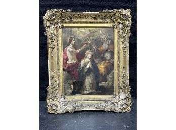 Early 18th C. Painting On Copper Period Frame