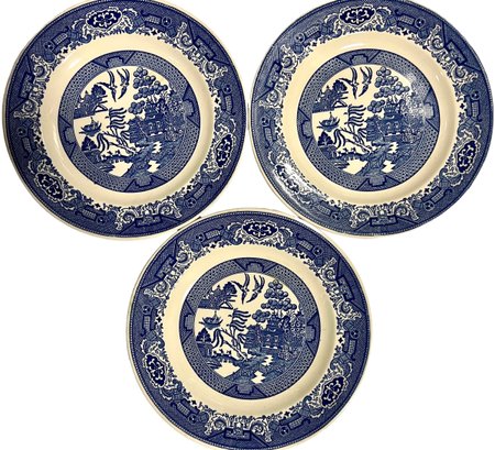 3 Willow Ware By Royal China 10' Plates